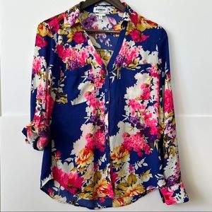 Express Women's Floral Blue Blouse